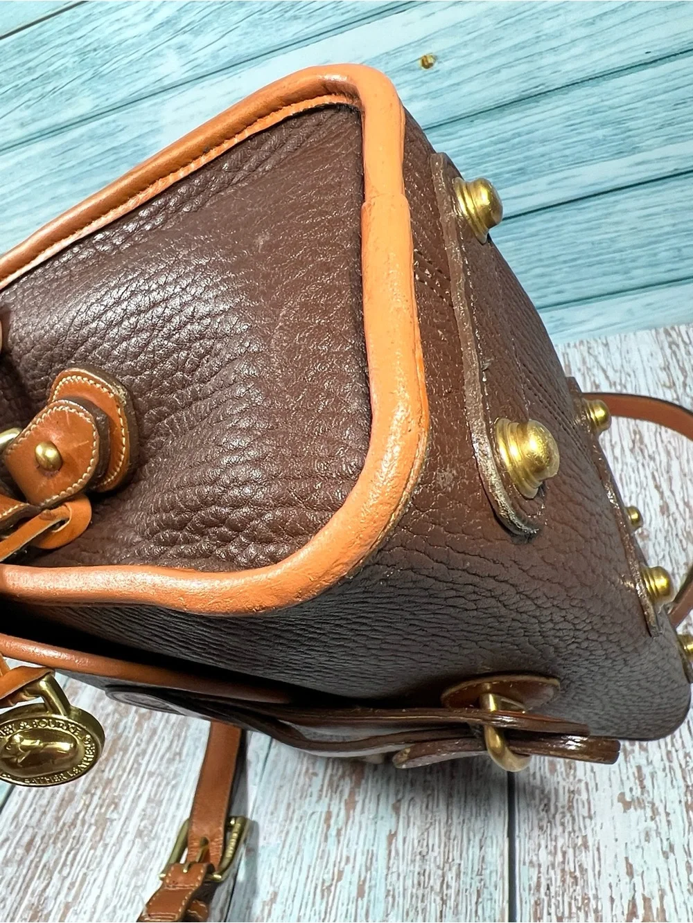 🦆 DOONEY & BOURKE ESSEX AWL PEBBLED BROWN AND BRITISH TAN CROSSBODY VINTAGE - Picture 16 of 16